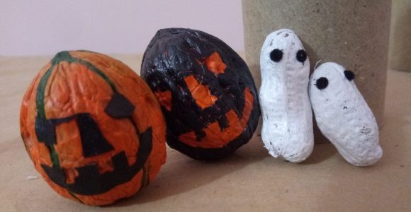 How to make Halloween Creatures out of Nut Shells